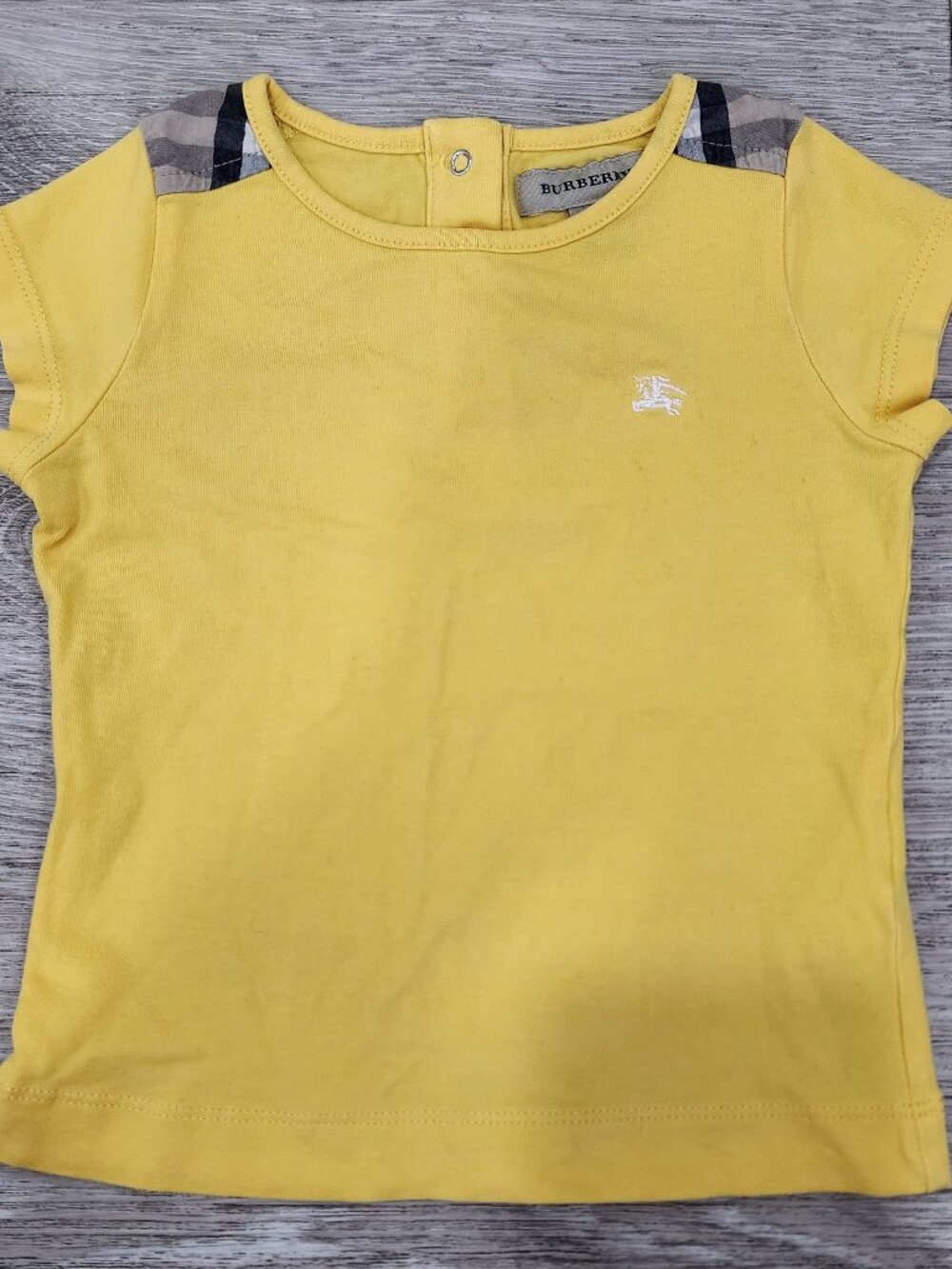 Burberry Toddler Yellow Short Sleeve Top Nova Check Plaid Logo T-Shirt Size 2Y
